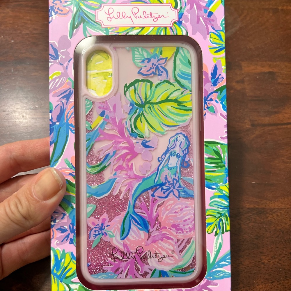 Lilly Pulitzer Mermaid In The Shade Liquid Glitter iPhone Case Lavender X/XS